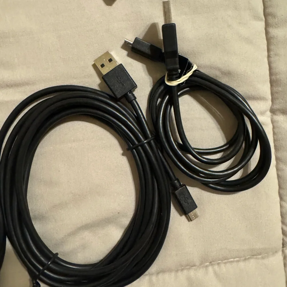 Assorted USB Charging Cables - Black, White, Blue
